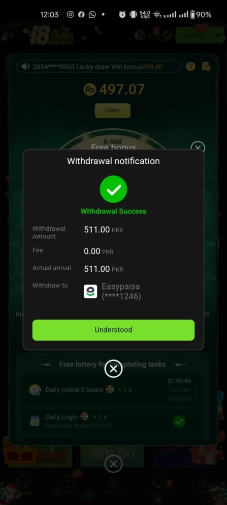 I8 Fun Game Withdrawal proof