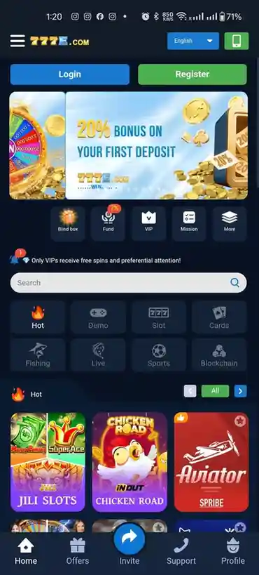 777e Game Download interface screenshot