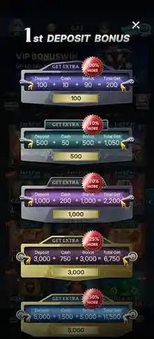 JJ Bet game first deposit bonus screenshot