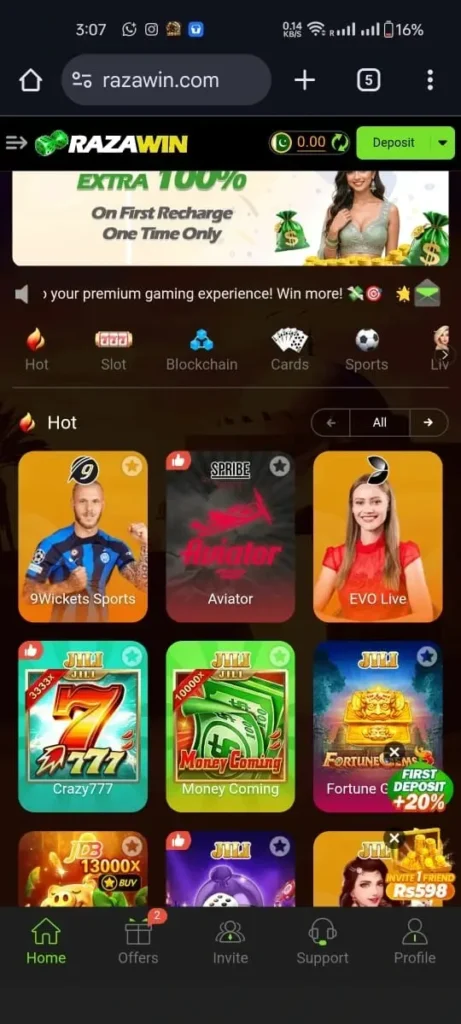 Razawin Game  download interface