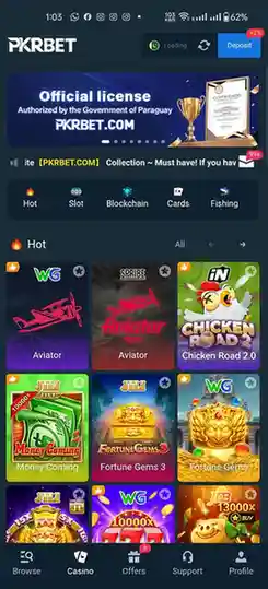 pkr bet game apk download interfcae screenshot