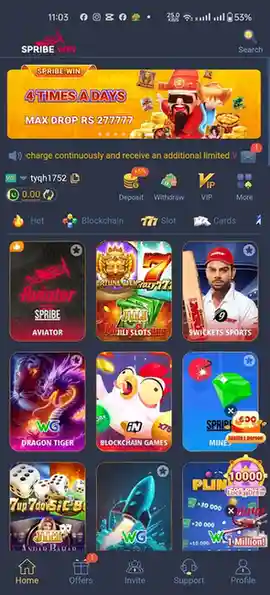 spribe win game mobile interface screenshot