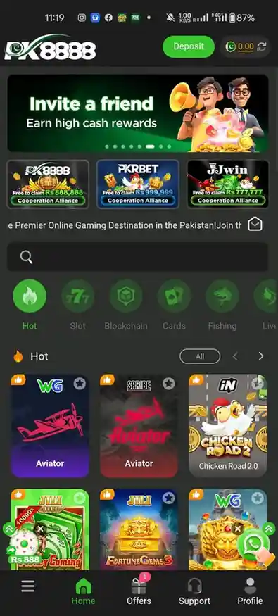 pk888 game mobile interface screenshot